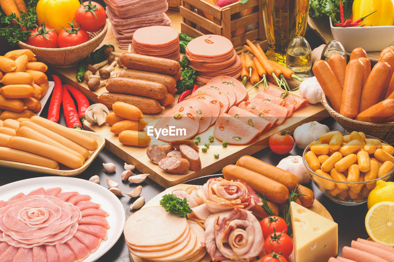 Close-up of raw food on table