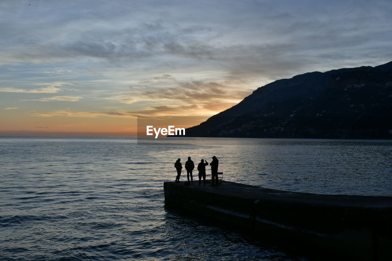 Sunset over the sea of the amalfi coast in italy.