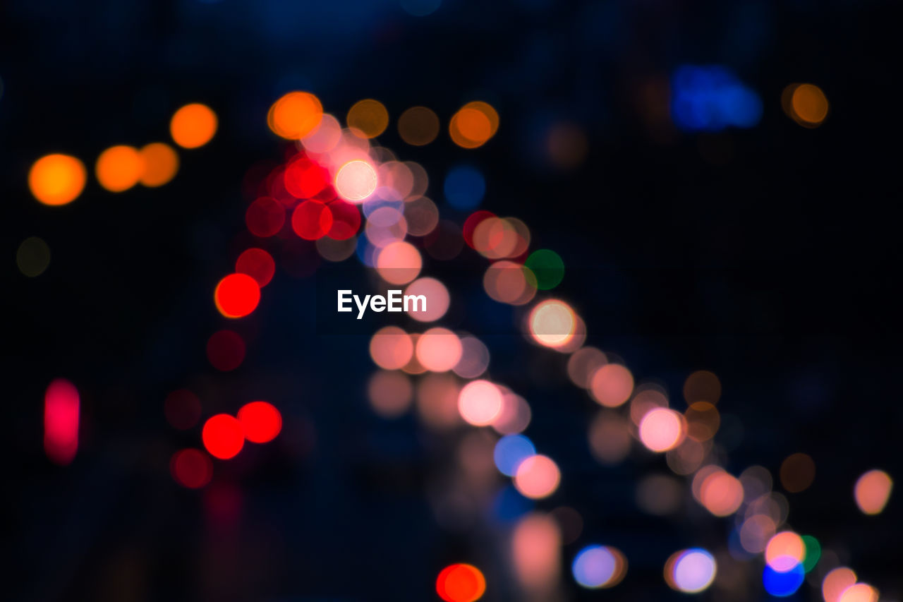 Defocused image of illuminated christmas lights