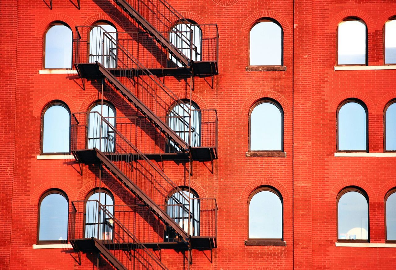 Fire escape of red building
