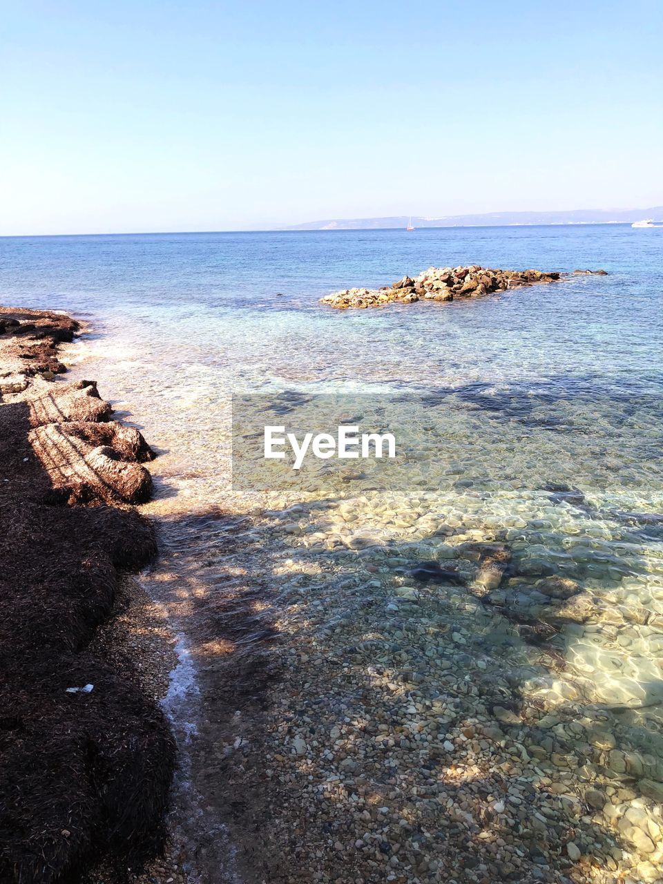 Scenic view of sea against clear sky