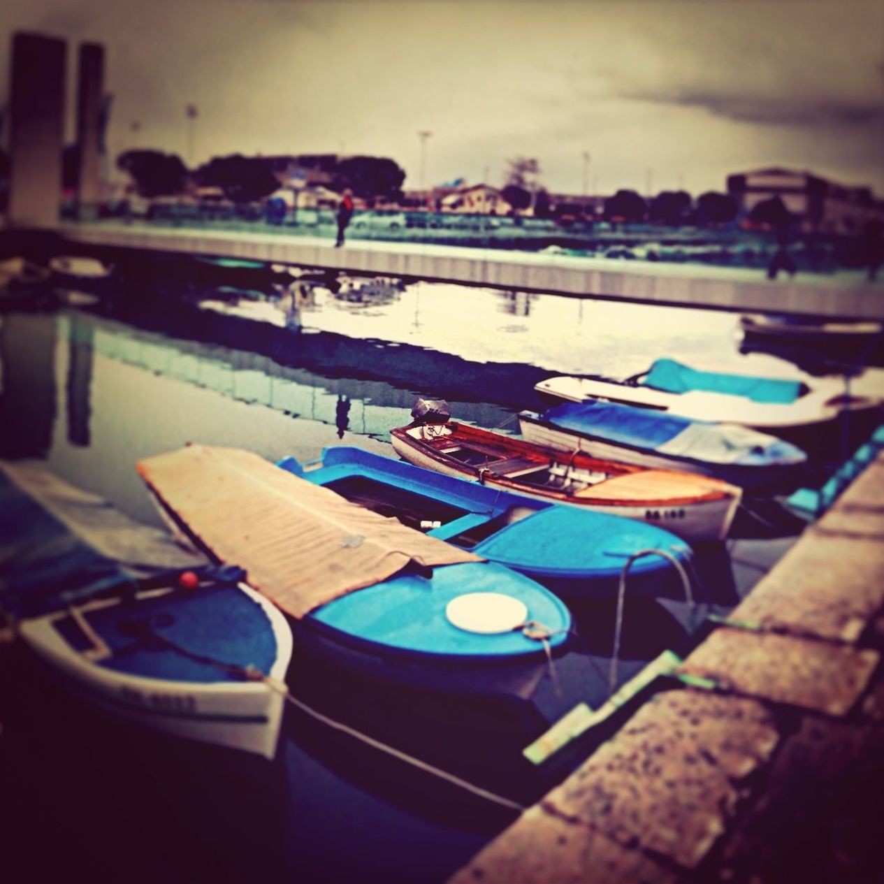 Moored rowboats