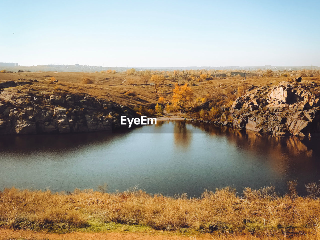 Scenic view of landscape against clear sky