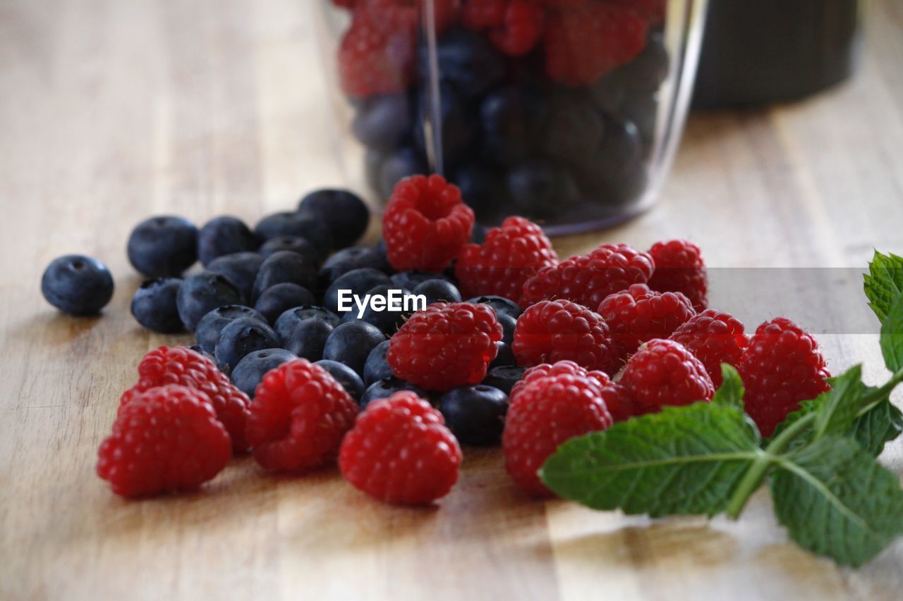 Close-up of berries on table