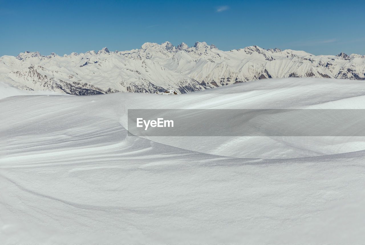 SNOW COVERED LAND AGAINST SKY