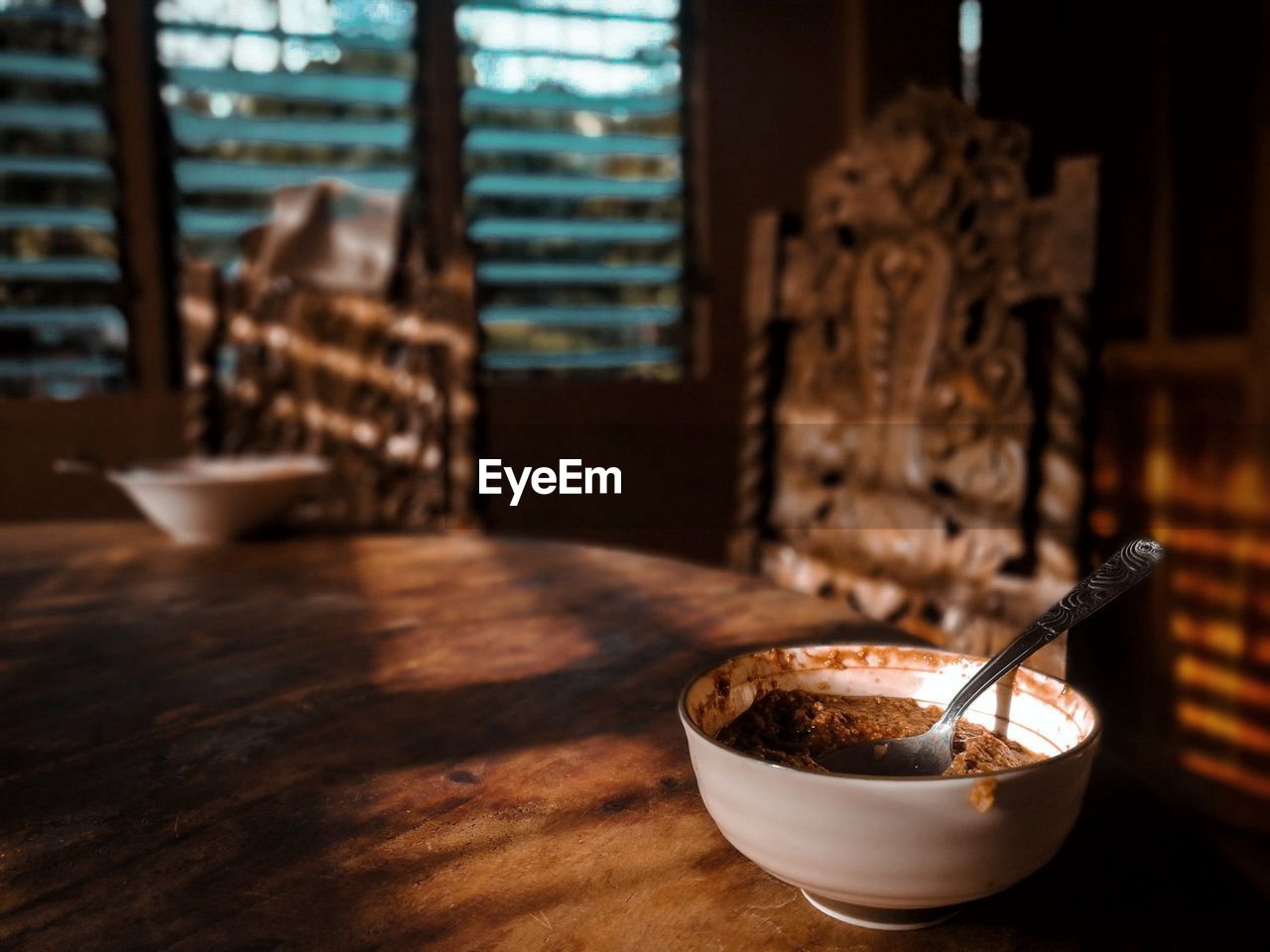 Close-up of oat meal bowl on table