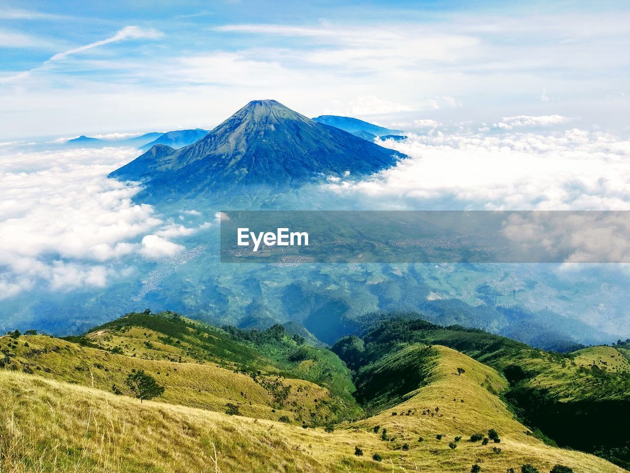 Aerial view of mountains against sky