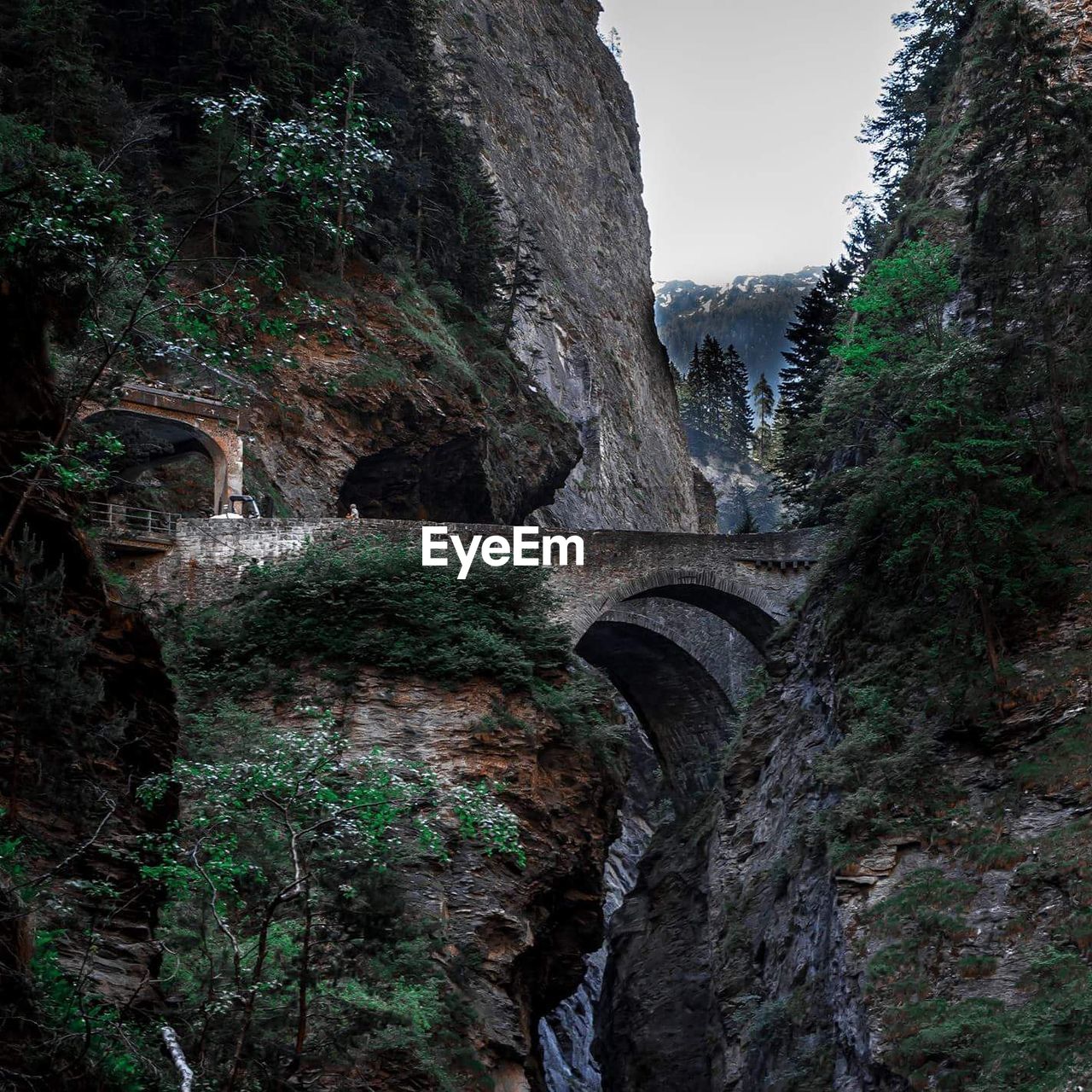 Scenic view of waterfall against sky