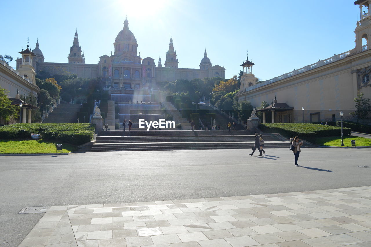 People walking in temple of museu nacional d'art de catalunya