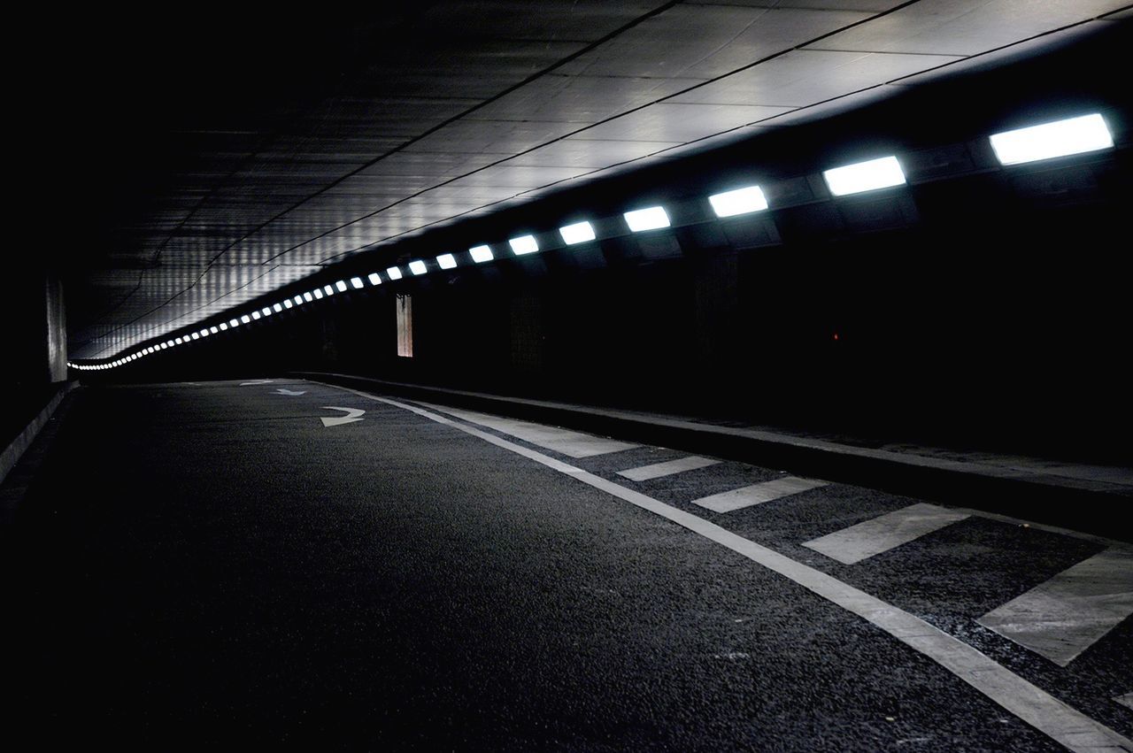 Empty illuminated tunnel