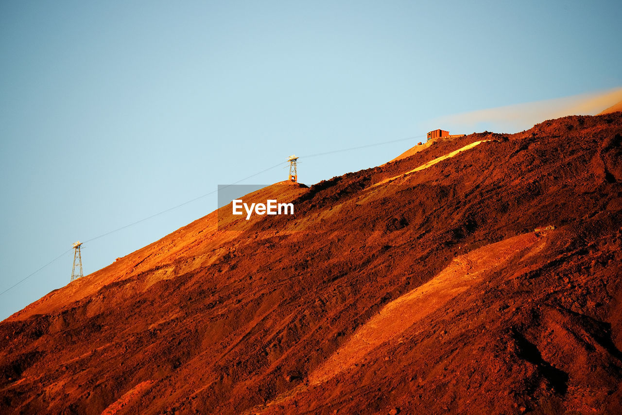 Rocky mountain at el teide national park against clear sky