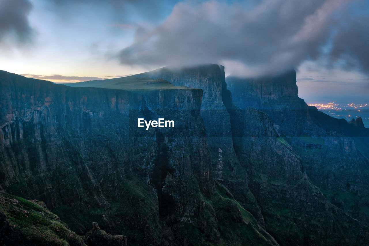 Panoramic view of landscape against sky during sunset