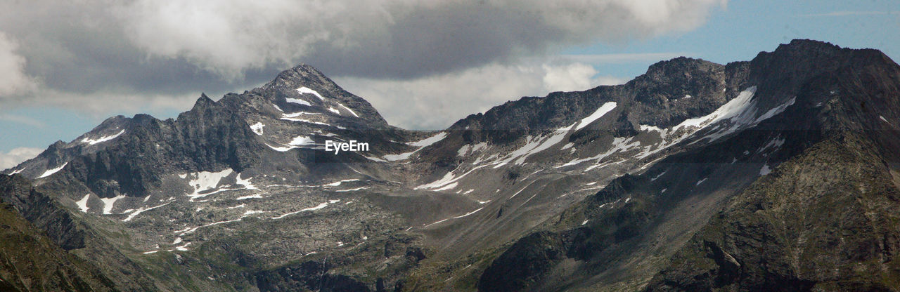 Panoramic view of majestic mountains against sky