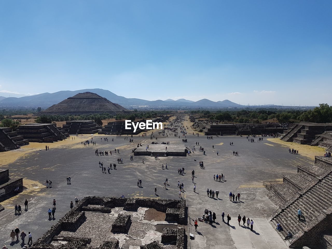 High angle view of people at teotihuacan