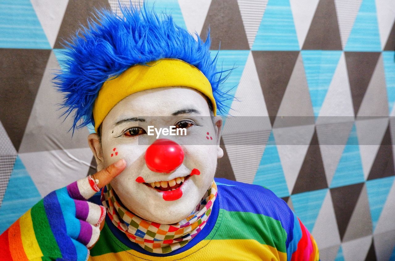 Portrait of clown with the red nose