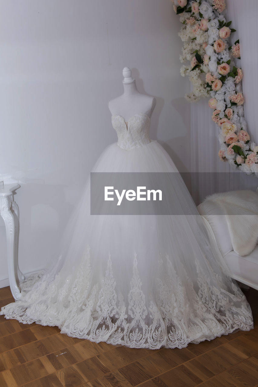 Wedding dress and decoration in home