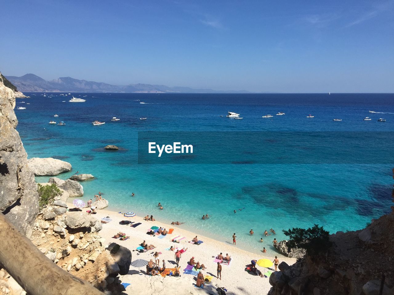 High angle view of people on beach