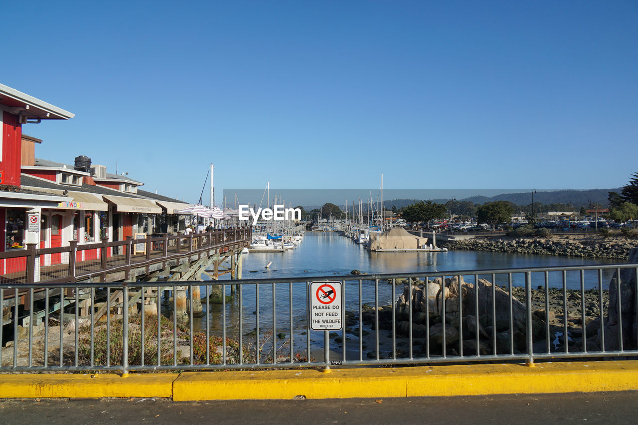 Looking out into the marina from the wharf in monterey bay.
