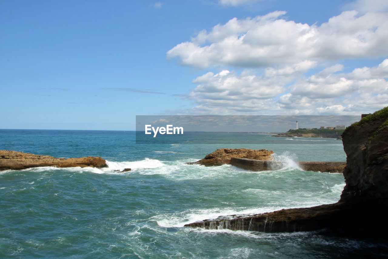 SCENIC VIEW OF SEA WAVES AGAINST SKY