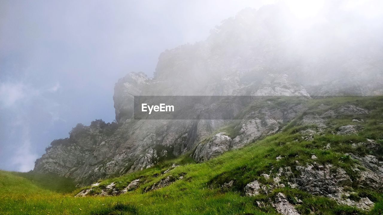 Scenic view of mountains against sky