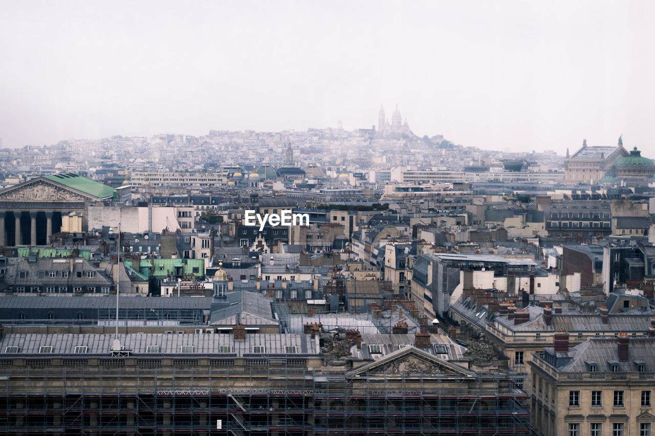 High angle view of buildings in city