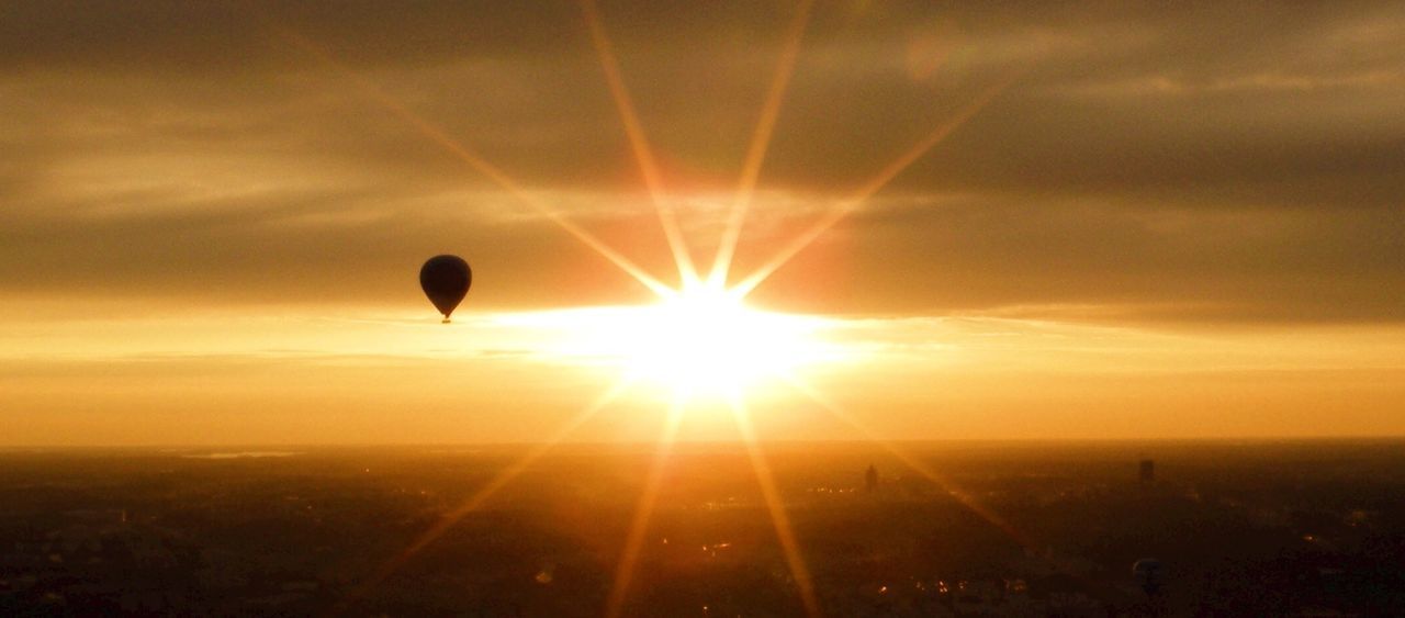 View of hot air balloon in air