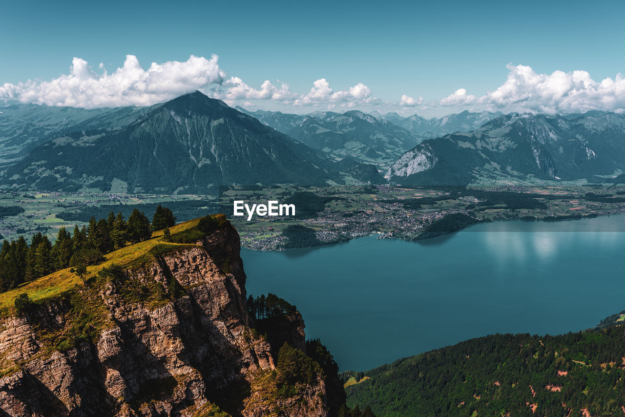 View from the niederhorn on lake thun in switzerland.