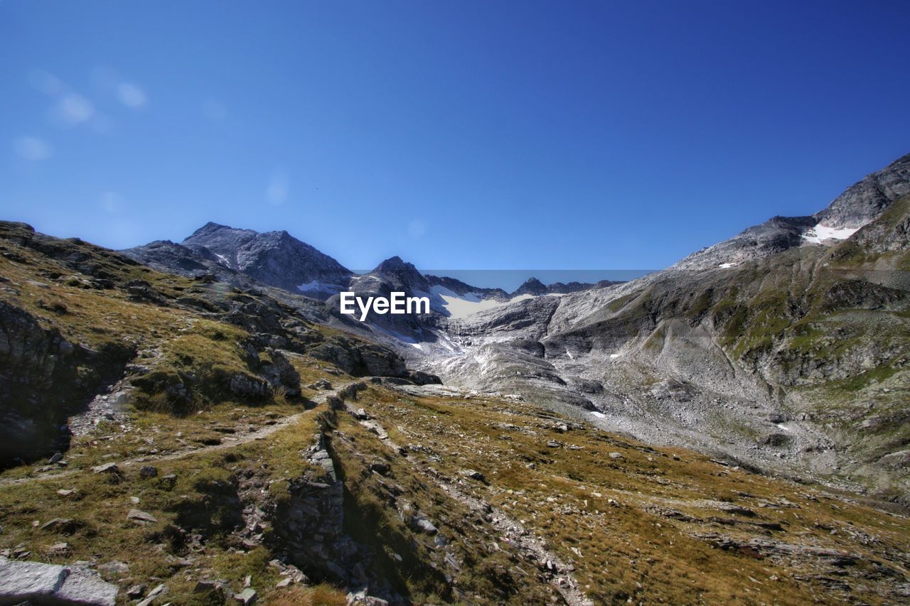 SCENIC VIEW OF MOUNTAINS AGAINST CLEAR BLUE SKY