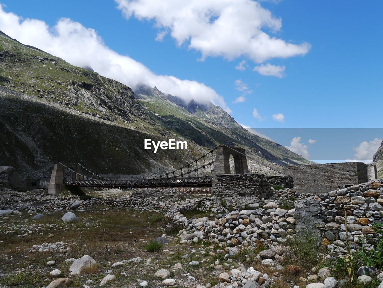 Scenic view of mountains against cloudy sky