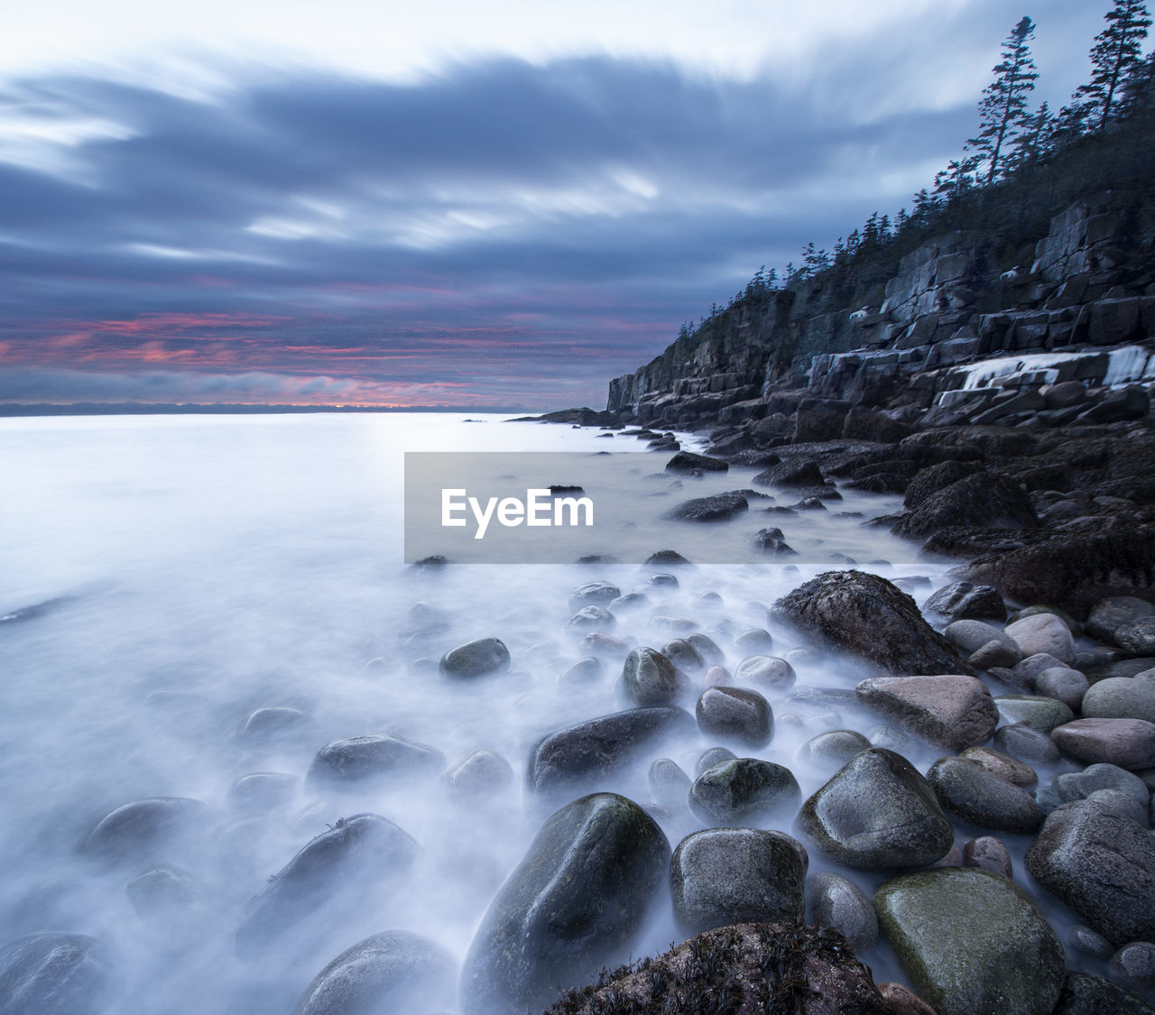 Boulder beach sunrise on rugged maine acadia nat'l park