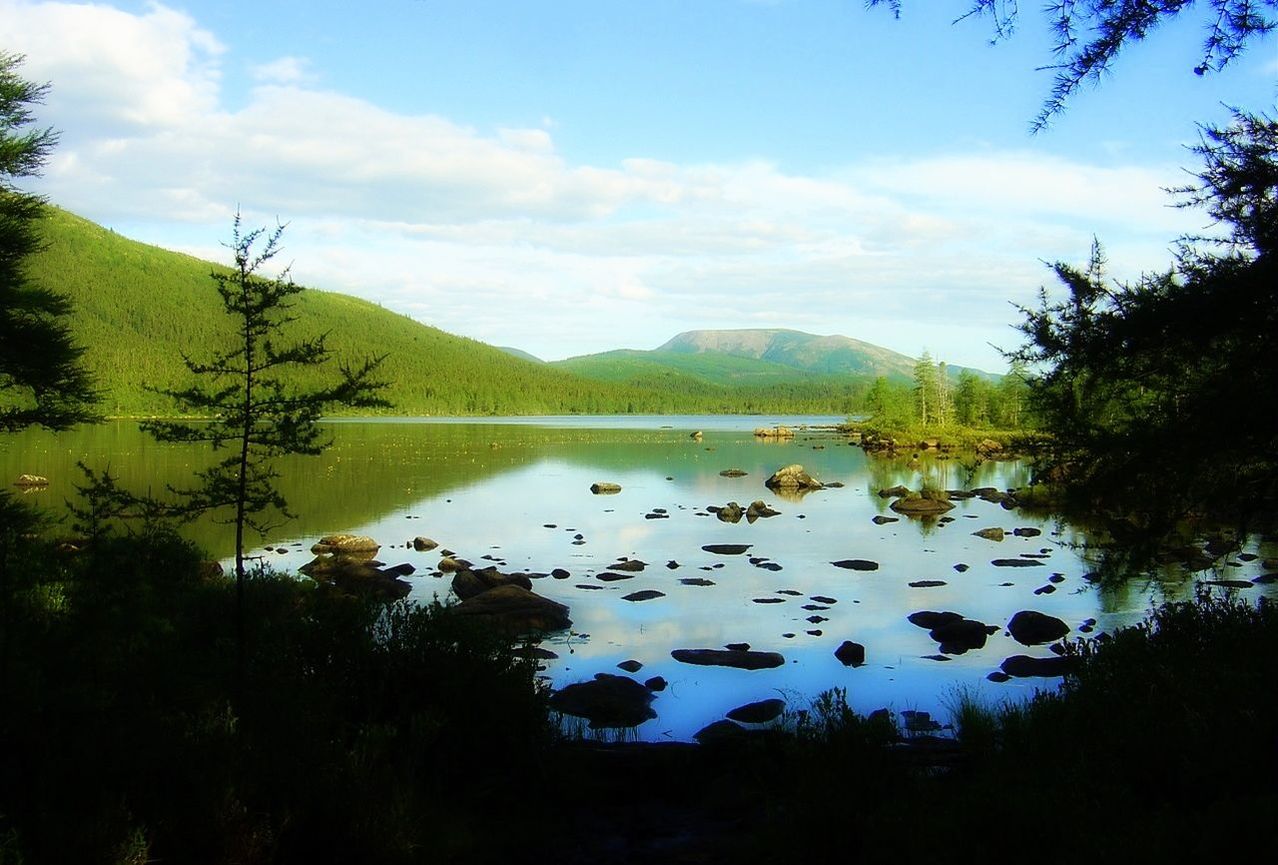 SCENIC VIEW OF LAKE WITH MOUNTAINS IN BACKGROUND