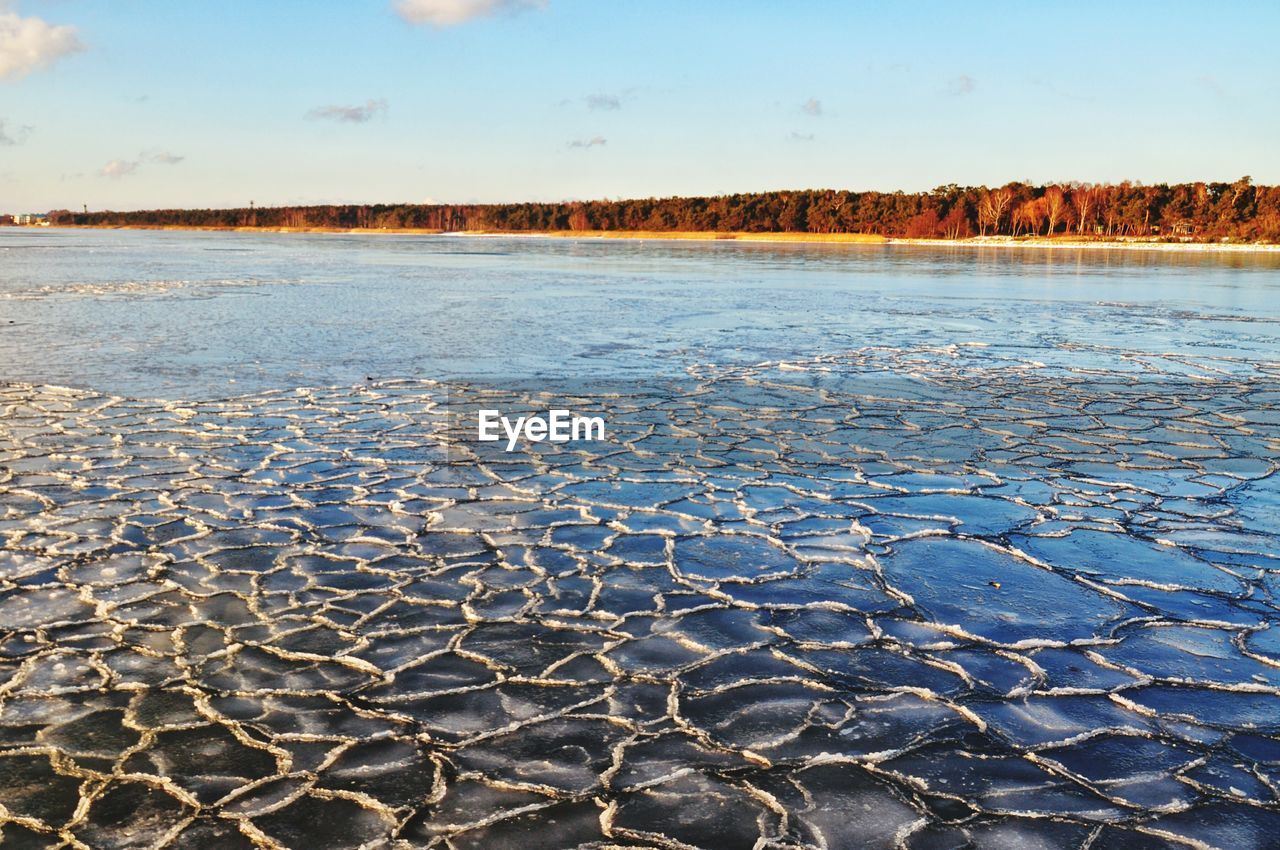 SCENIC VIEW OF LAKE BY LANDSCAPE AGAINST SKY