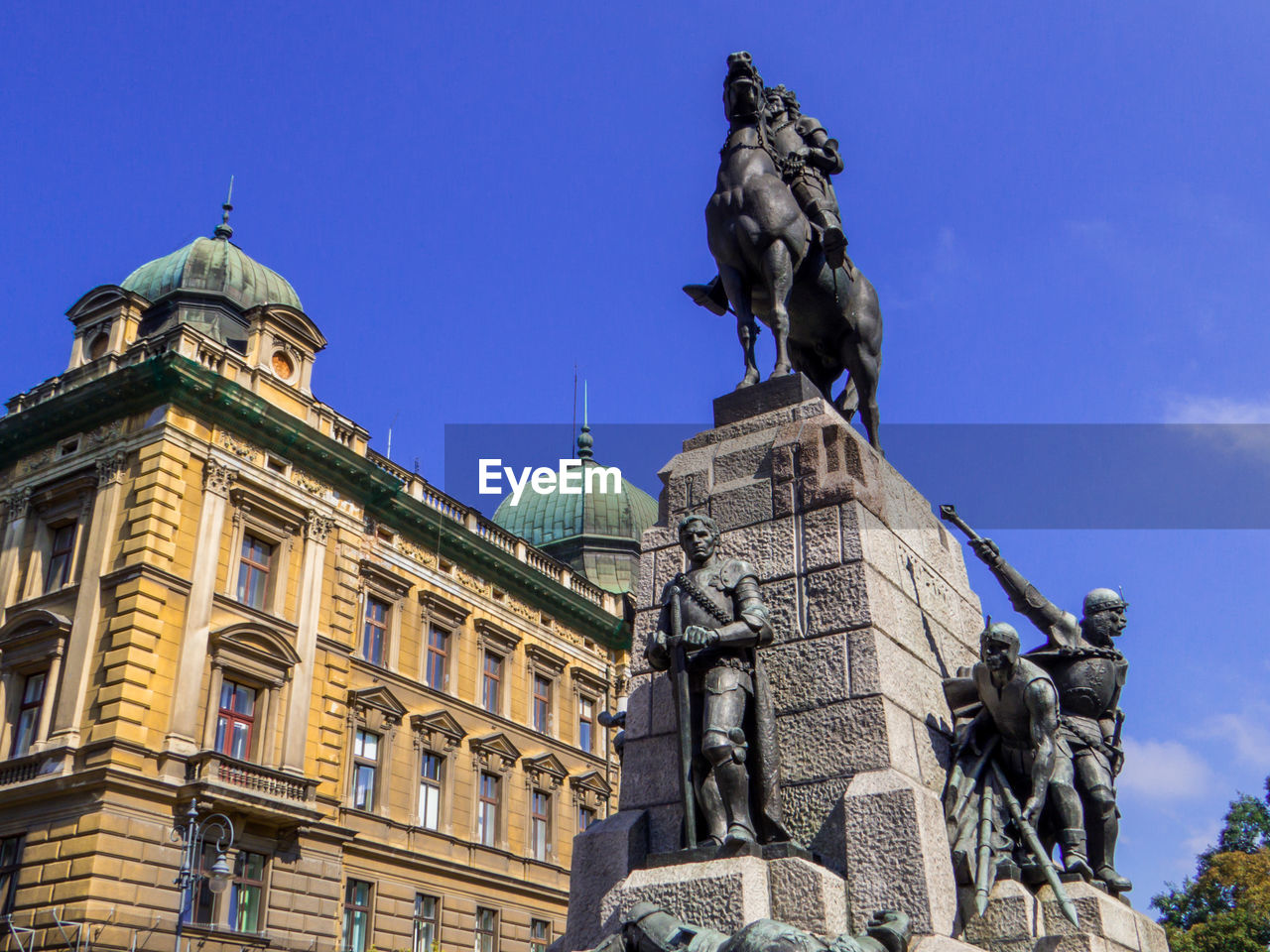 low angle view of statue against building