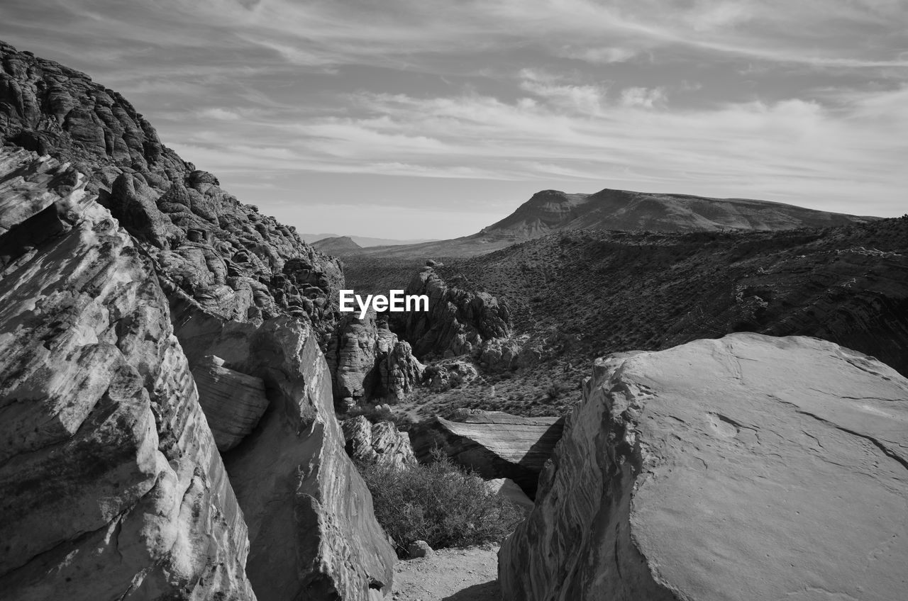 Panoramic view of rocky mountains against sky