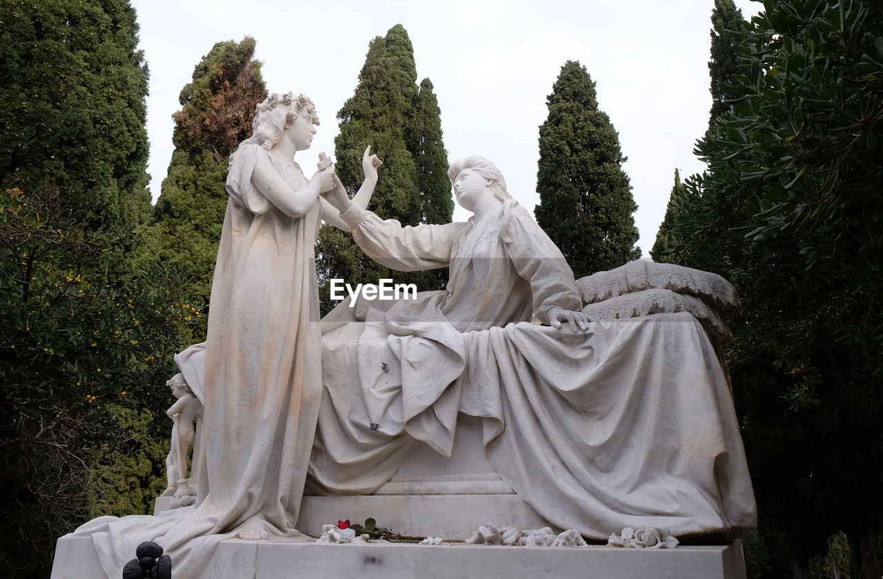 Detail of a mourning sculpture, cemetery in boninovo district dubrovnik city dalmatia, croatia