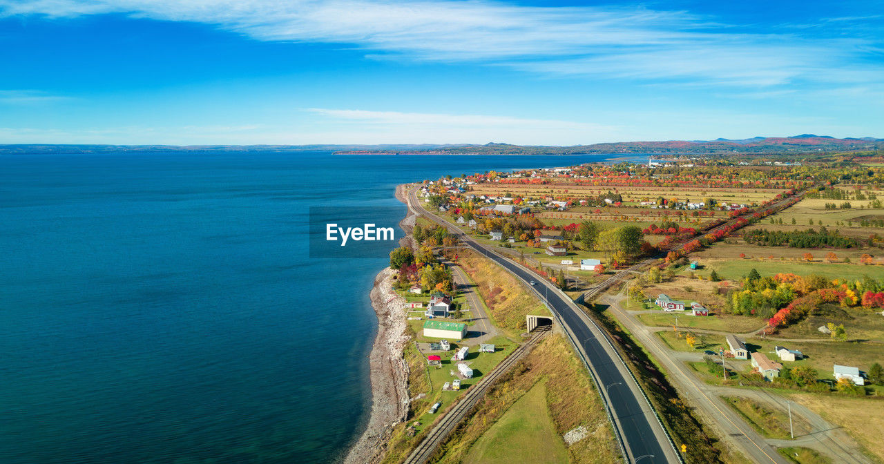 high angle view of sea against sky