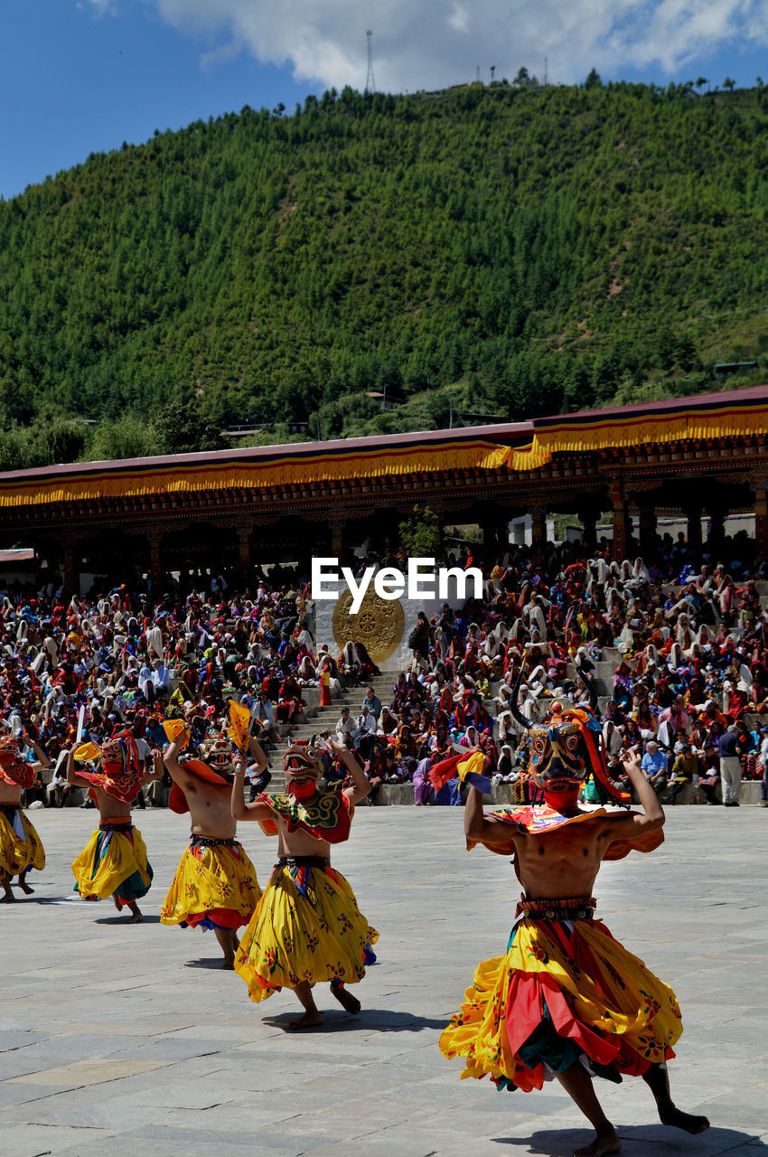 Monks perfom during annual thimpu tshechu.