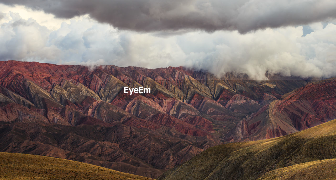 Panoramic view of landscape and mountains against sky. touristic place, jujuy, argentina 