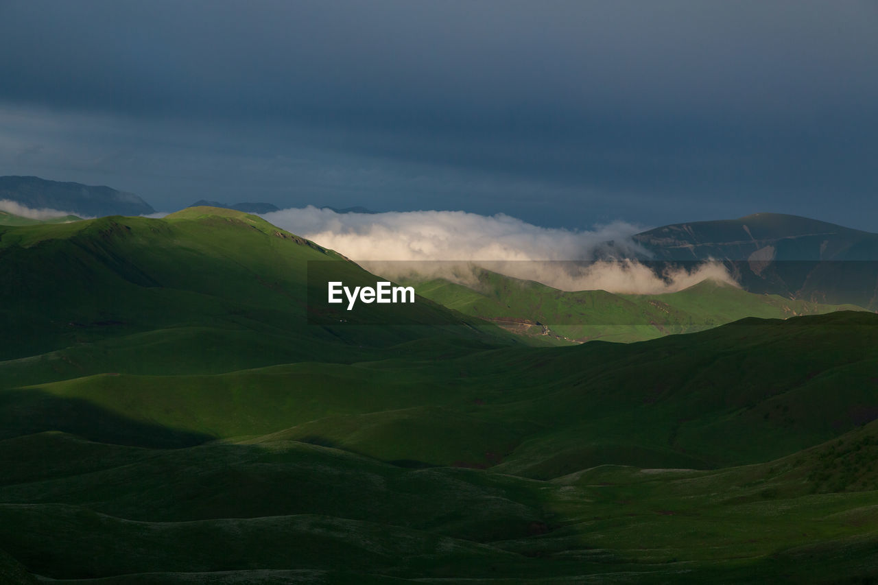 Alpine meadows in mountainous chechnya in the caucasus