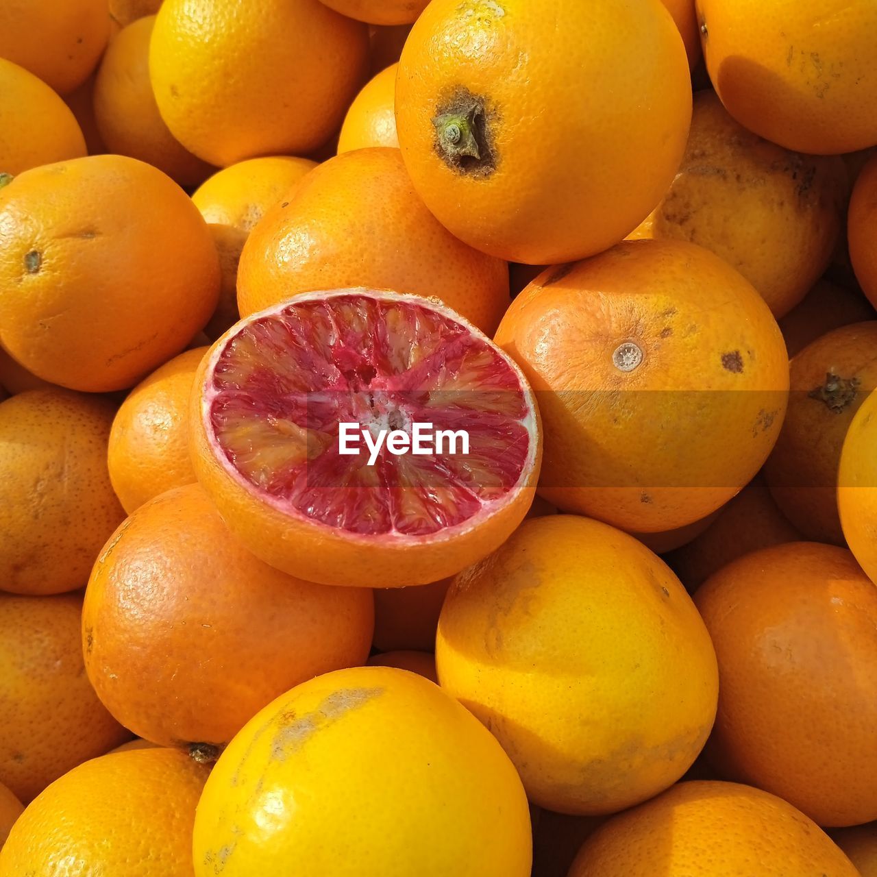 Ripe and juicy blood orange fruits, a citrus fruit rich in vitamin c