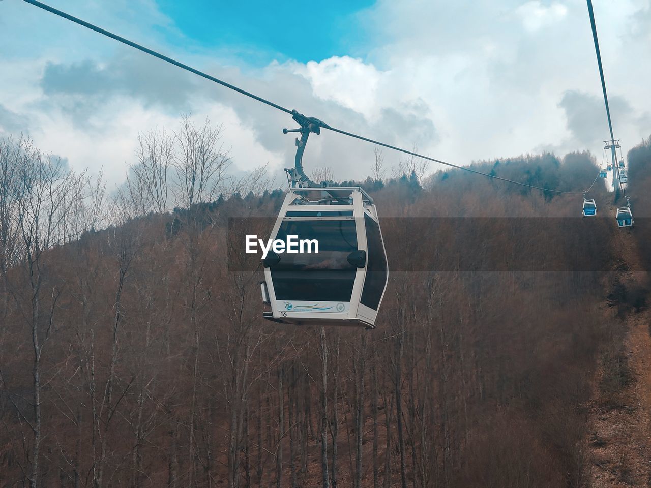 cable car, transportation, mode of transportation, cloud, sky, nature, overhead cable car, ski lift, travel, tree, mountain, cable, landscape, land, hanging, scenics - nature, no people, day, vehicle, plant, environment, outdoors, forest, beauty in nature, winter, journey