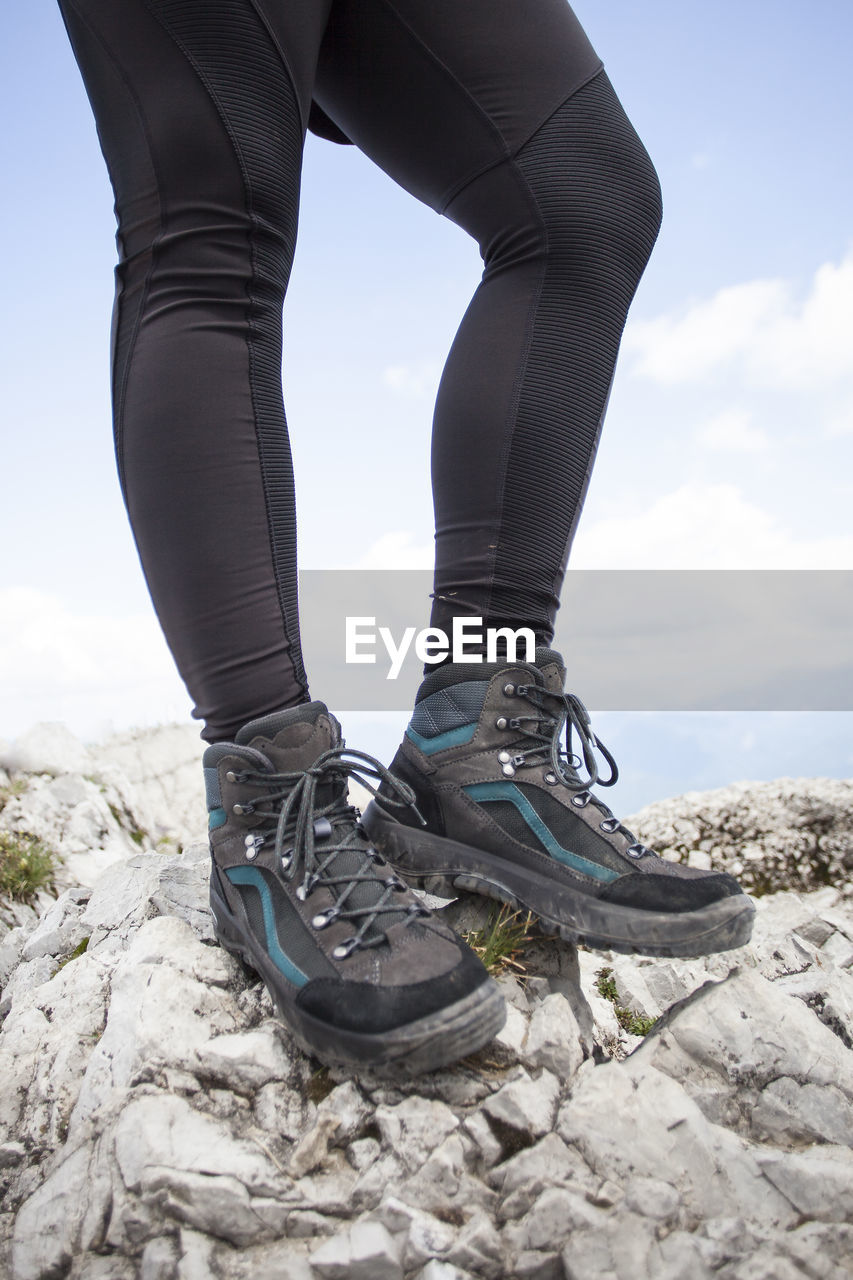 Hiking boots on a mountain tour in bavarian alps