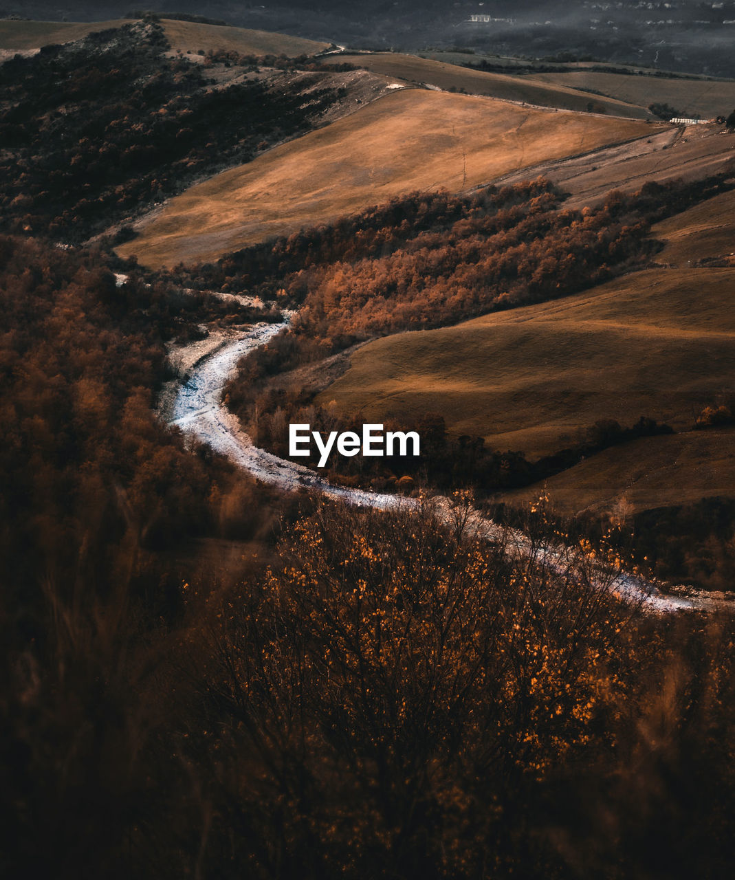 High angle view of river amidst landscape