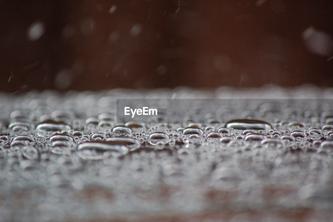 Close-up of raindrops falling