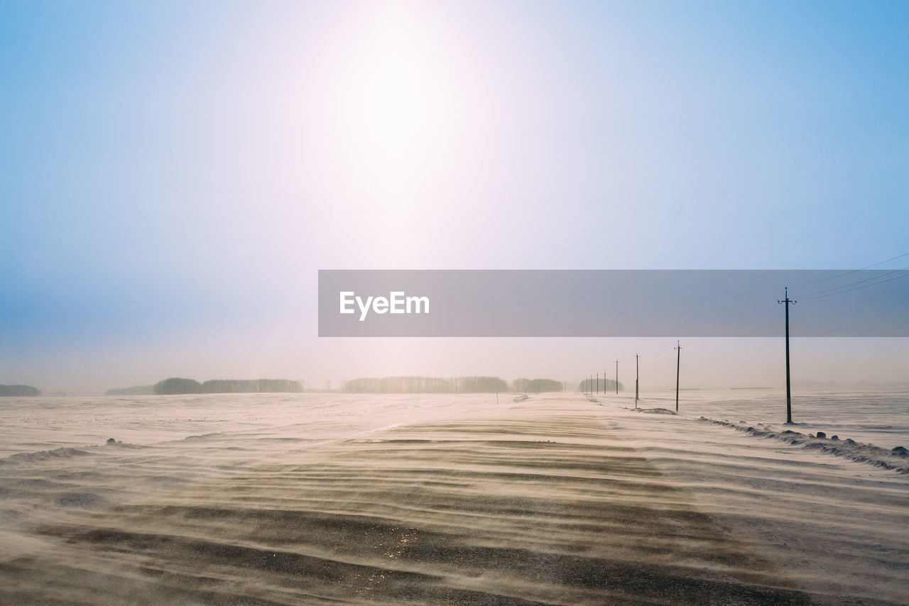 Scenic view of field against clear sky