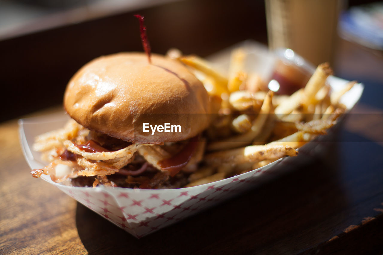 Hamburger with french fries