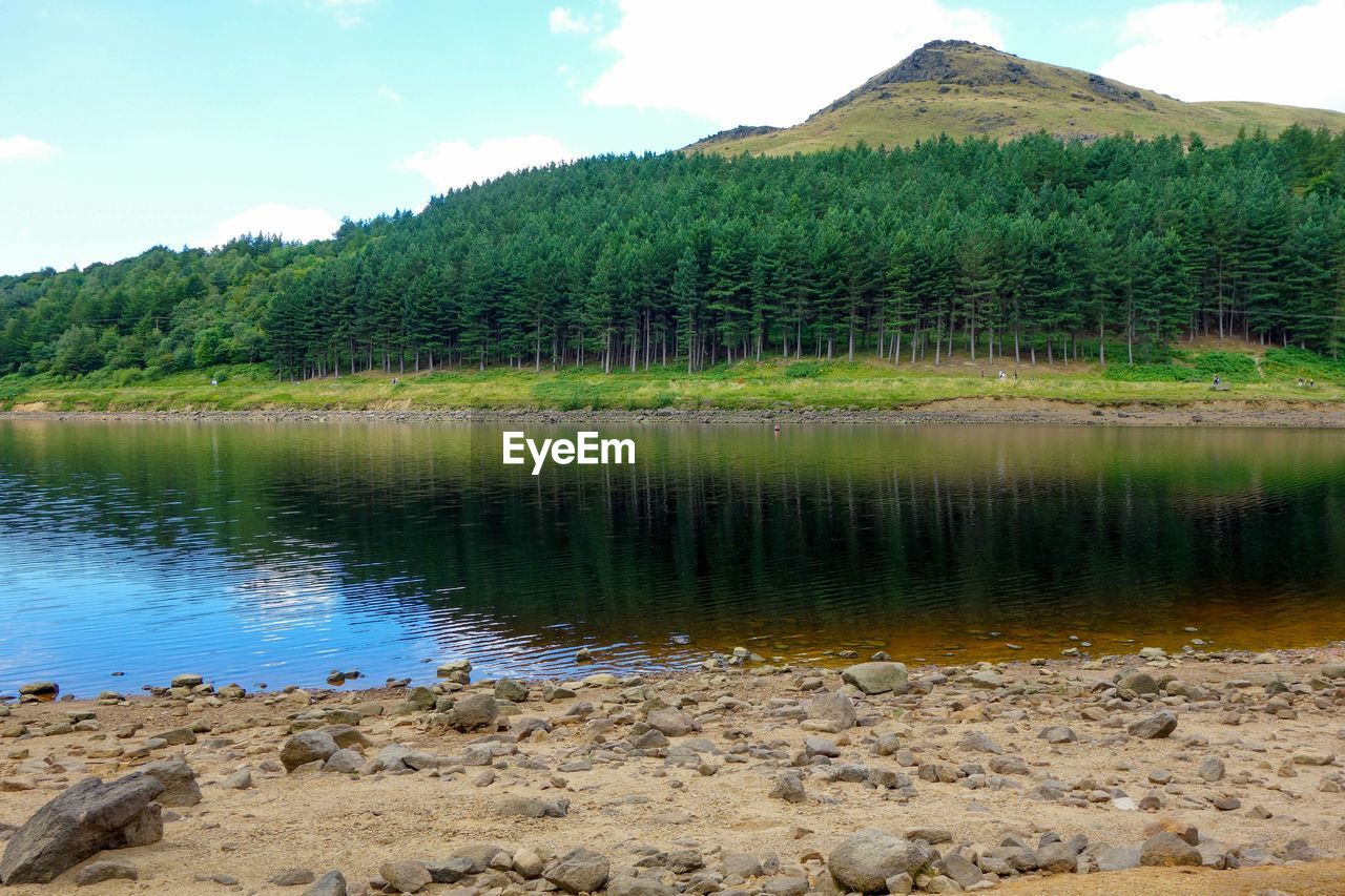 SCENIC VIEW OF LAKE AND MOUNTAINS