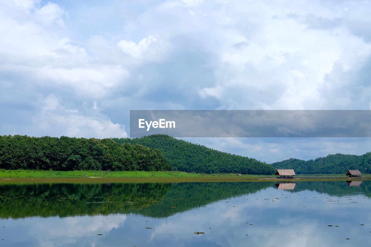 Scenic view of lake against sky