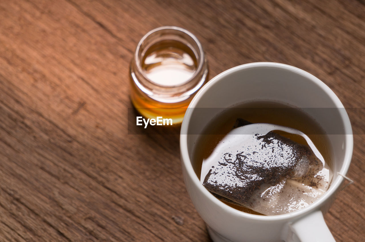 directly above shot of coffee on table