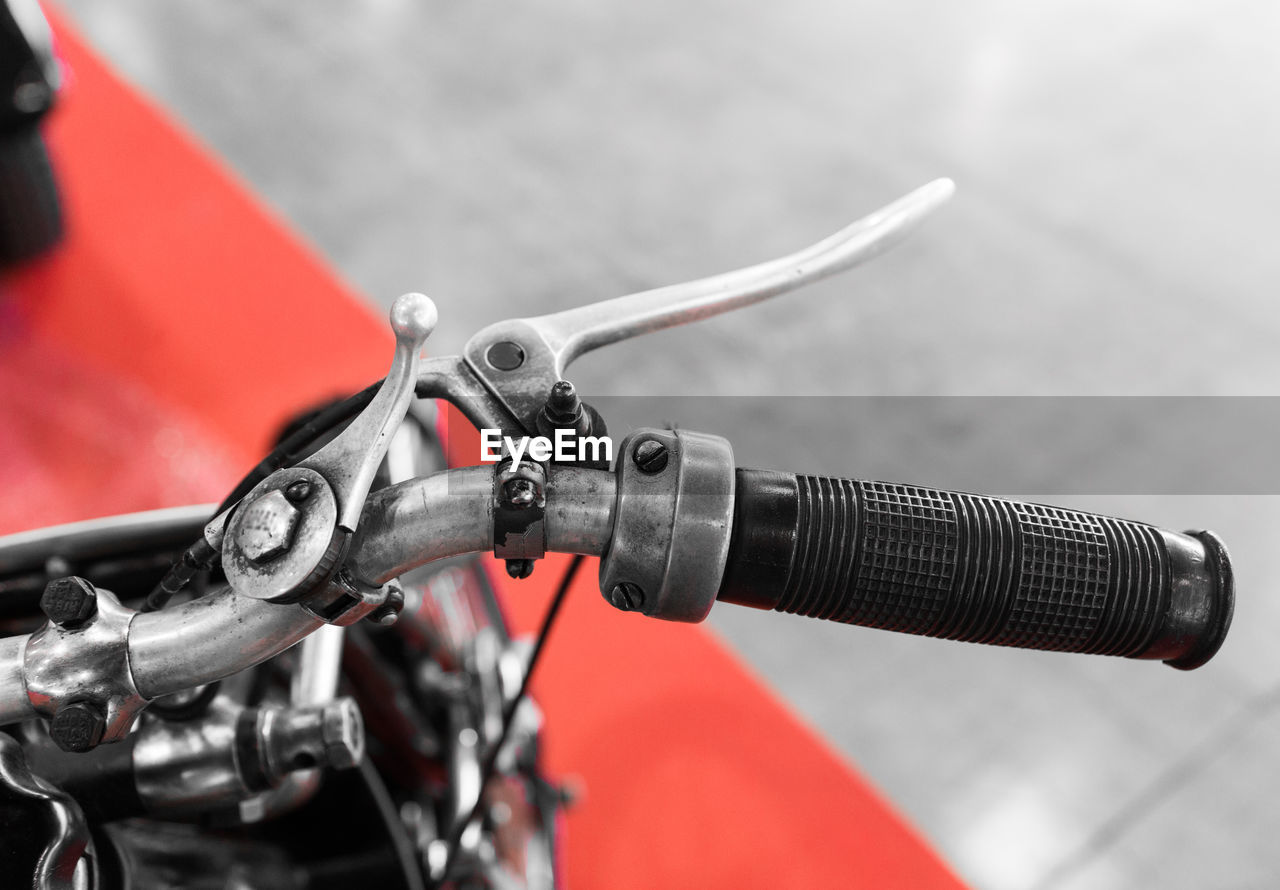 High angle view of motorcycle on road